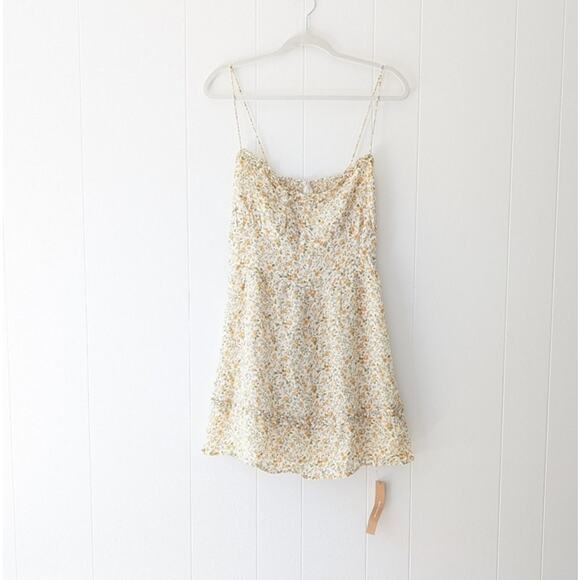 NWT Reformation Marin Lima Spaghetti Strap Ruffle Mini Floral Dress, Size 10 - Picture 1 of 8